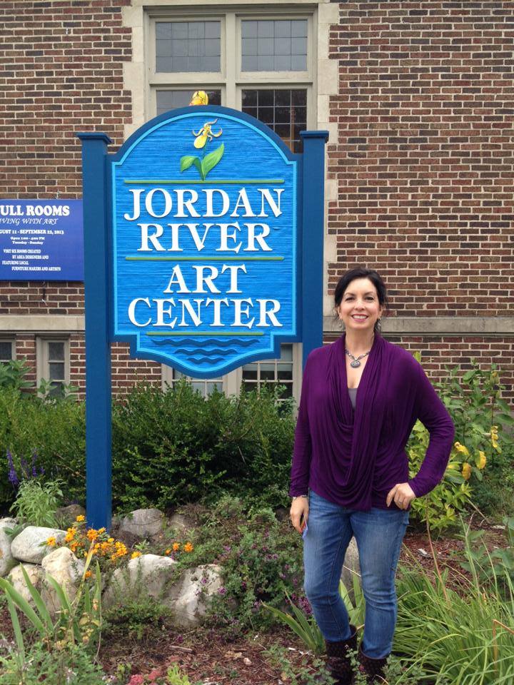 Angela Josephine dropping off art at Jordan River Arts Center for Women's Exhibit