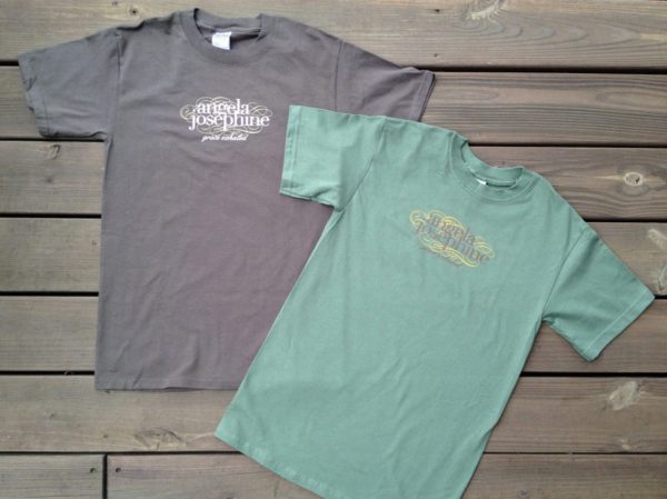 Angela Josephine Logo T-Shirts in Pine and Bark