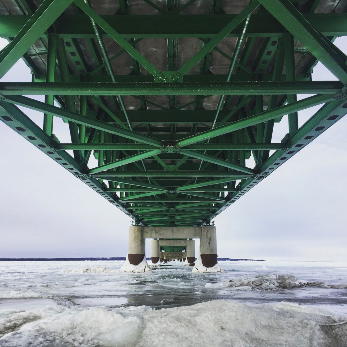 Mackinac Bridge in February for The Lady of the Lake is a story about being a michigander