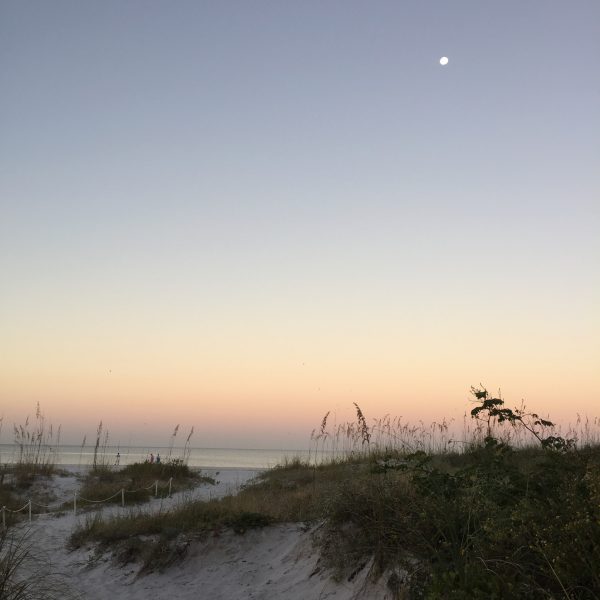 The moon at dawn over St. Pete's Beach, FL