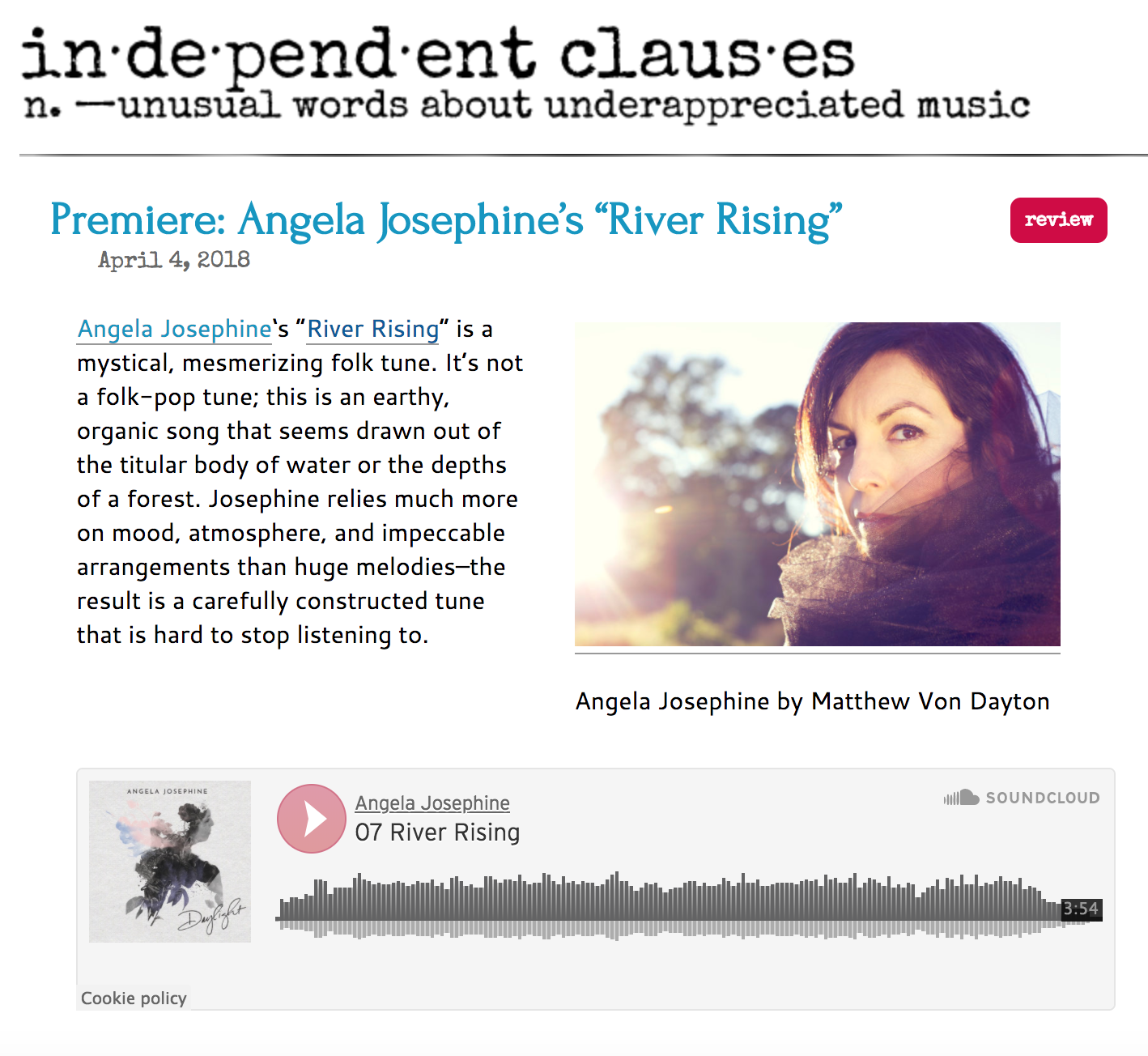 Angela Josephine - River Rising Premiere at Independent Clauses
